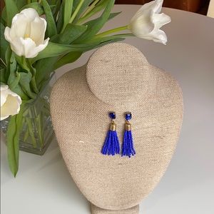 Blue beaded dangle earrings